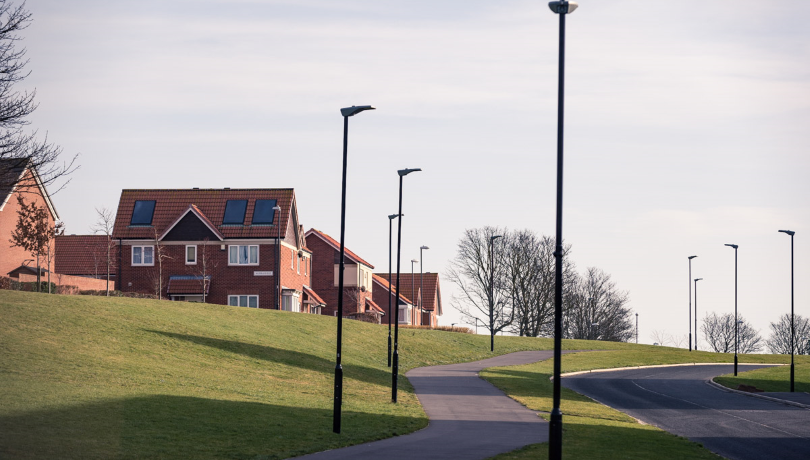 detached house footpath and street