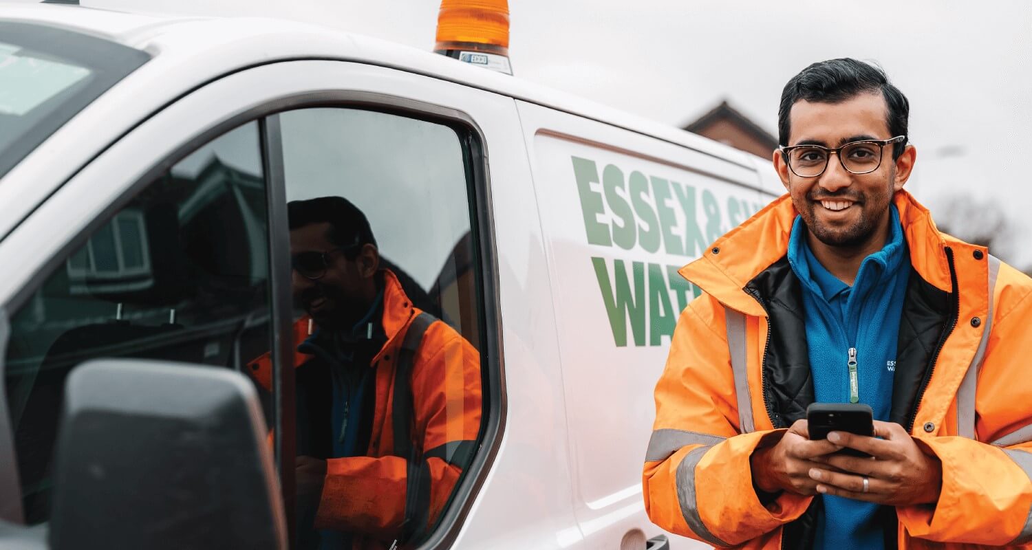 Essex & Suffolk Water employee outside of van