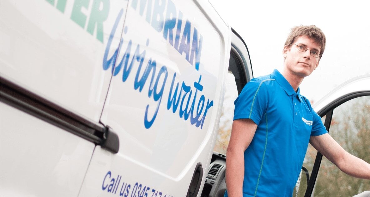Northumbrian Water employee outside of van