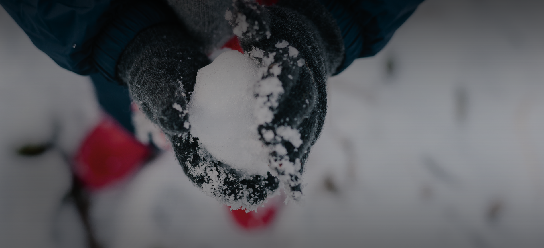 winter gloves holding snow